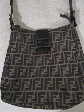 Fendi Black & Brown FF Monogram Messenger Bag